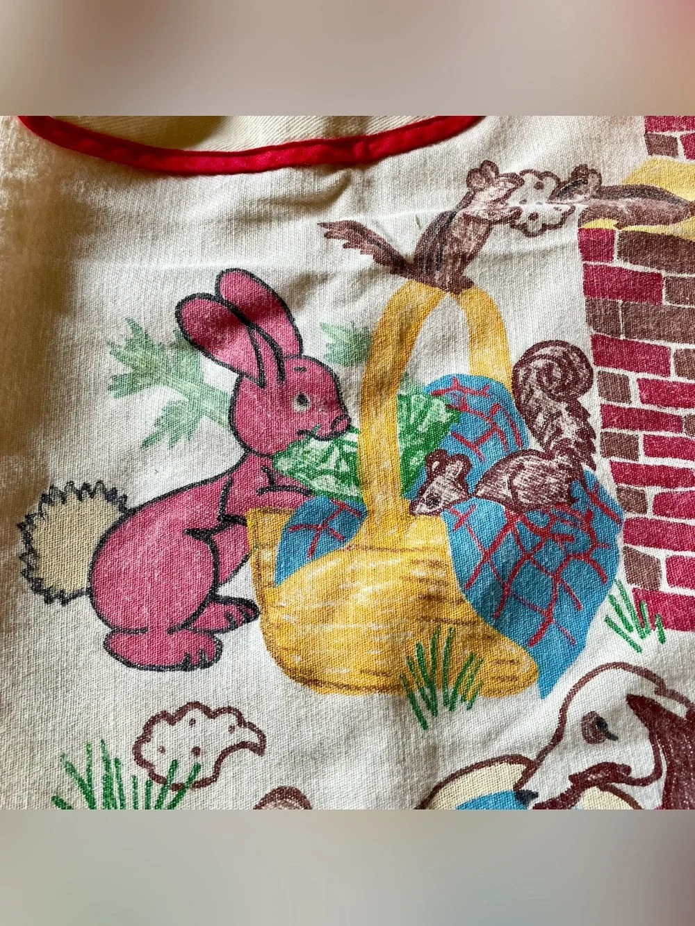 Vintage BBQ Full Apron Color Transferware Barbecue Chef Animals Papa Geno 50’s